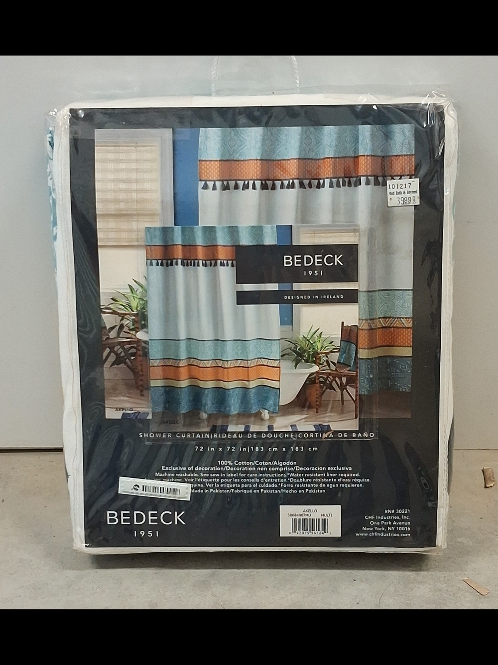 Bedeck Blue and Orange Striped Shower Curtain